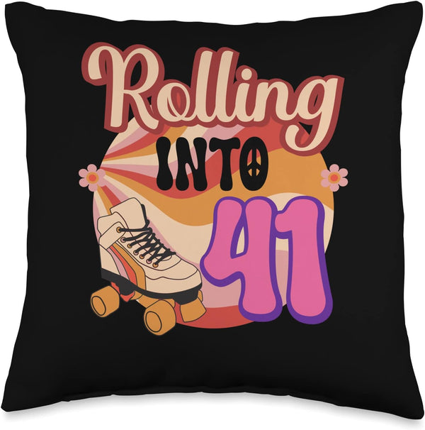 In-line Skates Towards 1985 Rolling Into 41 Throw Pillow, 16x16, Multicolor