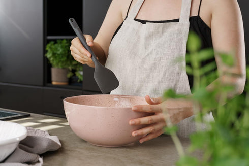 Zyliss Spatula, Large 12.2" X 2.5", Sustainable Wheatstraw/Silicone Cooking and Mixing Utensil, Dishwasher Safe, Beluga