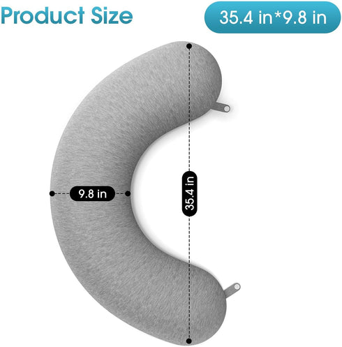 TranquilRelax Cover,Grey-35"*10" C Shaped Body Pillow for Side Sleepers, Memory Foam Long Pillow for Leg, Hip & Back