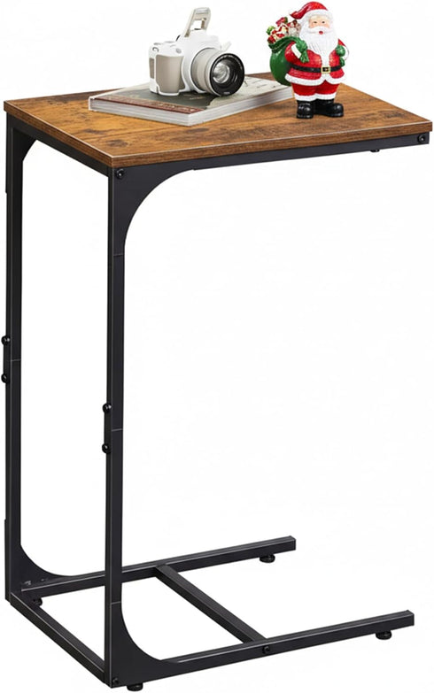 WLIVE C Shaped End Table, Small Couch Side Tables with Metal Frame That Slide Under, Sofa Table TV Tray for Living