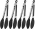 Serving Tongs Kitchen Tongs, Premium Stainless Steel Locking Cooking Tongs with Silicone Tips, 7 Inch (4 Pack)