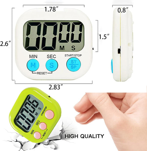Digital Kitchen Timer for Teachers and Kids Cooking - Magnetic + ON/Off Switch + Count Up Countdown, Stopwatch Timer, 2