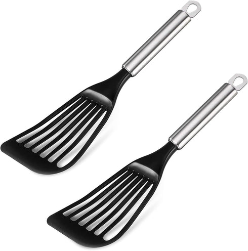 2pcs Tenta Kitchen Nonstick Cookware, Thin Slotted Egg Spatula Turner, Flexible Nylon