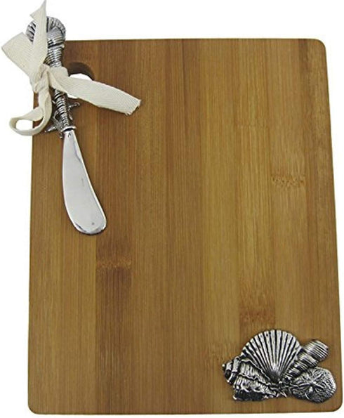 Bamboo Cutting Board with Seashell Icons 9 Inches x 7 Inches by Chesapeake Bay