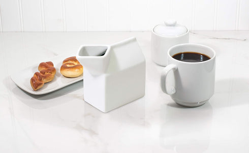 HIC Kitchen Milk Carton Creamer - Fine White Porcelain, 6-Ounces