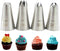 4 Pack Stainless Steel Seamless Piping Icing Tips #1M, 2D, 2F, 6B, Large Nozzle Cake Decorating Tools for Bakers
