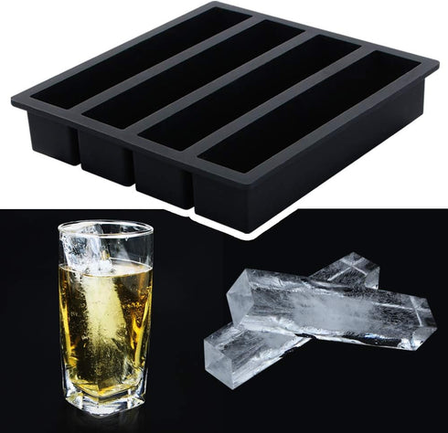 Webake Silicone Ice Cube Trays Butter Mold Set of 2, Easy Release Long Ice Cube Sticks for Cocktail