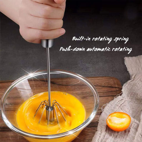 Stainless Steel Egg Whisk, Hand Push Rotary Whisk Blender, Versatile Milk Frother, Hand Push Mixer Stirrer for Blending, Whisking, Beating & Stirring (12in) by Digead