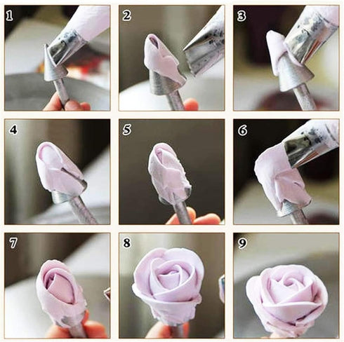 Cake Flower Nail Lifters Set, 6 Pcs Stainless-Steel Baking Tools for Icing Flowers Decoration