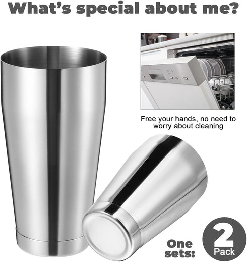2 Set Set, 18 Oz, 28 oz Sabary Pcs Cocktail Shakers Professional Bar Shaker Boston Stainless Steel Martini Drink Mixer