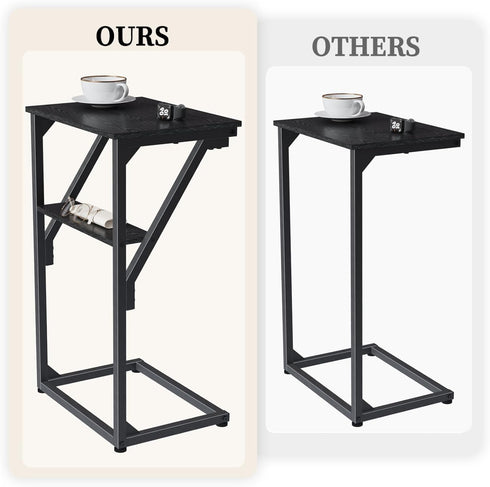 NEFROM ET-D-BKW1 C-Shaped End Table, Small Couch Side Table, Sofa TV Tray Table for Living Room, Bedroom, Bedside
