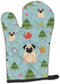 Caroline's Treasures BB4668OVMT Christmas Pug Fawn Oven Mitt, Heat Resistant Kitchen Mitt for Hot Pans