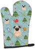 Caroline's Treasures BB4668OVMT Christmas Pug Fawn Oven Mitt, Heat Resistant Kitchen Mitt for Hot Pans