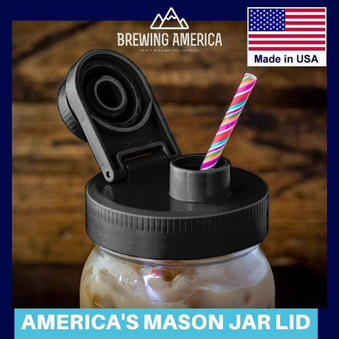 Brewing America Mason Jar Cold Brew Coffee Maker Infuser | Made in USA Wide Mouth Mason Jar with Screw Top Pour Lid,