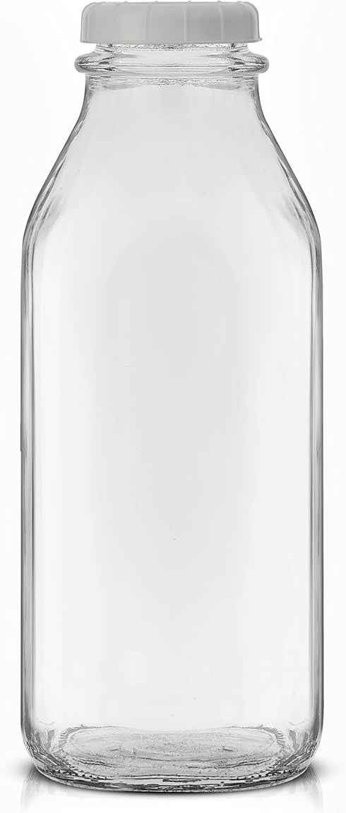 32 Oz, 3 Pack JoyJolt Glass Milk Bottles with Lids and Pourer Airtight Heavy Duty Reusable Glass Bottles, Leakproof