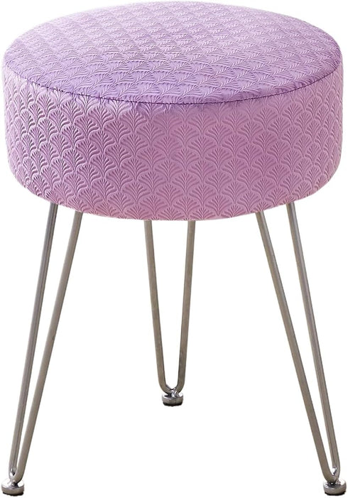 Cpintltr Vanity Stool - Velvet Ottoman Bench, Round Modern Dressing Stool, Small