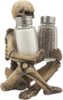 Home 'n Gifts Set Scary Skeleton Glass Salt and Pepper Shaker with Decorative Spice Rack Display Stand Holder Figurine