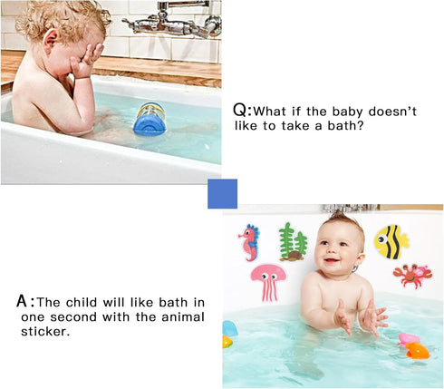 20pcs Secopad Non Slip Bathtub Stickers, Submarine Sea Creature Adhesive Kids Anti Slip Decal Treads for Shower