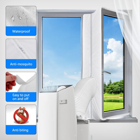 Portable Air Conditioner Window Seal Kit, Hot Air Stop Guards with Zipper, 158 inch