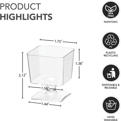 2 oz. Stemmed 20-Count Party Essentials Mini Disposable Plastic Small Portion Ice Cream/Dessert/Yogurt/Parfait Sample