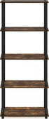 Furinno Turn-N-Tube 5-Tier Shelf Display Rack, Multipurpose, Amber Pine/Black