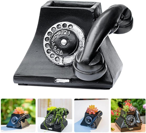 Yardwe 1pc Retro Telephone Shaped Animal Succulent Planter Pot, Modern Cute Vintage Flower Pot for Garden