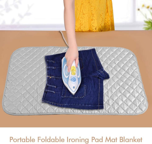 Ironing Pad, 33x19in Portable Foldable Thickened Ironing Pad, Heat Resistant Travel Ironing Mat Blanket for Dryer Countertop and Travelling by OUKENS