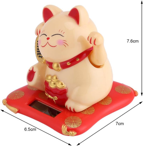 Acogedor Solar Waving Cat - Good Luck Cat for Car Decoration, Desk Decoration (Black)