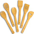 IOOLEEM Bamboo Wooden Spoons for Cooking, 6 Pcs 12 Inch Non-Stick Kitchen Utensils Set, Durable Wooden Spatula Spoons
