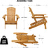 350 LBs VINGLI Folding Adirondack Chairs Wood Lawn Chair Wooden Lounger Support Fire Pit Seating Natural Finished