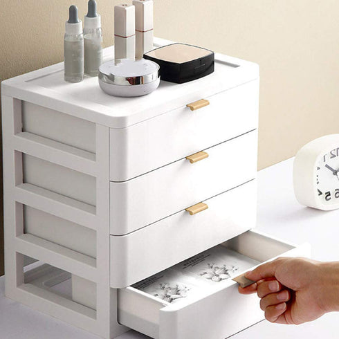Lurrose Drawer Vanity Organizer, Compact Storage Box with 4 Drawers for Makeup, Office, Dorm, Desk