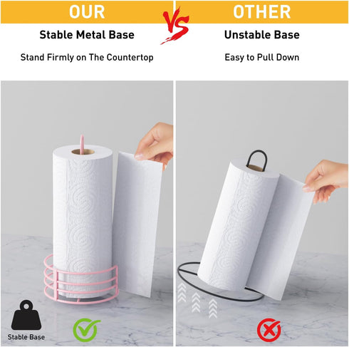 Countertop, Buruis Paper Towel Holder for Metal Standing Paper Towel Dispenser with U-Shape Handle and Stable Base