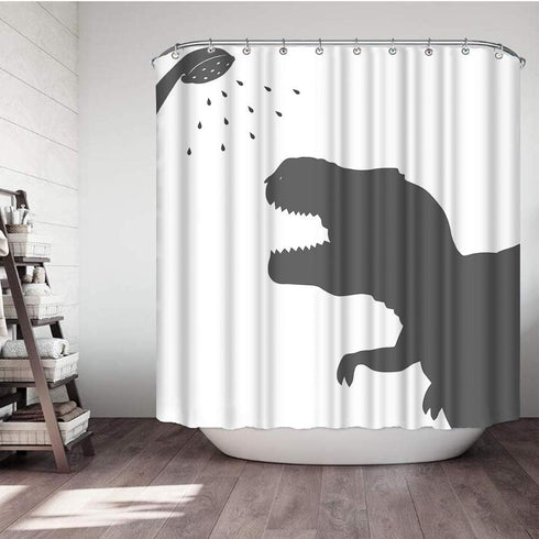 Animal Dinosaur Fabric Shower Curtain, Waterproof Polyester Fabric Bathroom Set with Hooks, 72x72IN