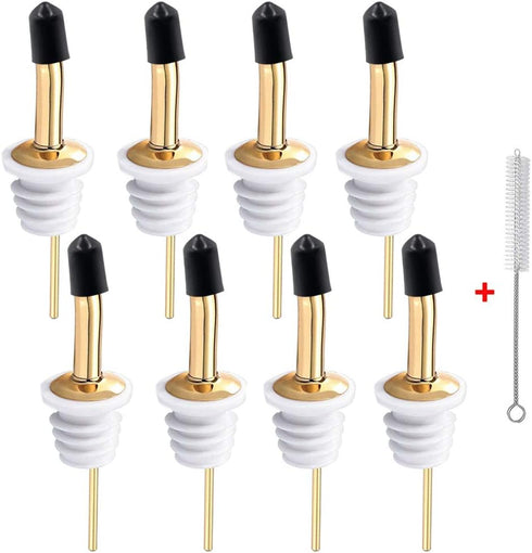 SuproBarware Liquor Bottle Pourers - Stainless Steel with Clean Brush, Rustproof Metal Alcohol Pouring Tubes for Home