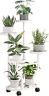 Plant Stand Indoor Outdoor 4 Tier Flower Holder with Wheels Metal Plant