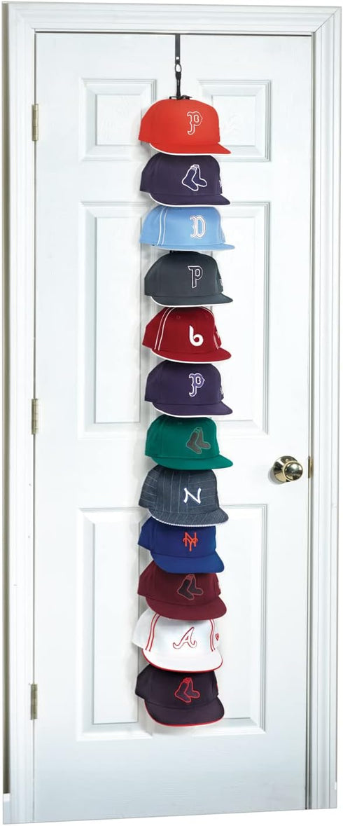 Perfect Curve Cap Rack System 36, Black – Baseball Cap Organizer with 12 Clips
