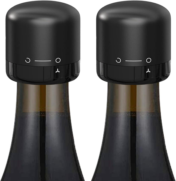 Wine Bottle Stopper 2 Pack with Twist Lock, Silicone Reusable Wine Sealer, Leak Proof Wine Toppers for Easy Storage,