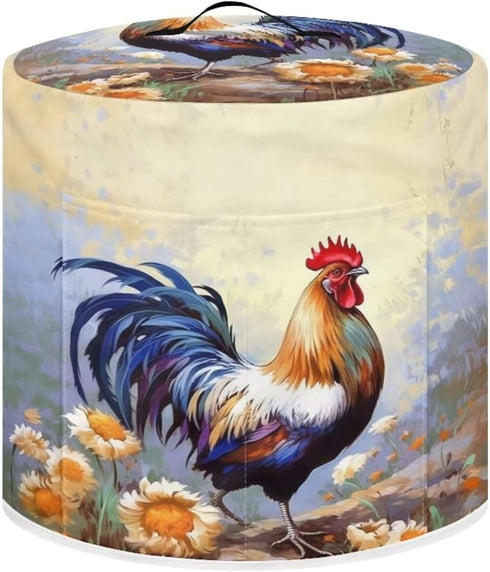 Rooster Air Fryer Cover, Dust Cover for Rice Cooker, Daisy Design, Red Storage Bag for Kitchen Decor