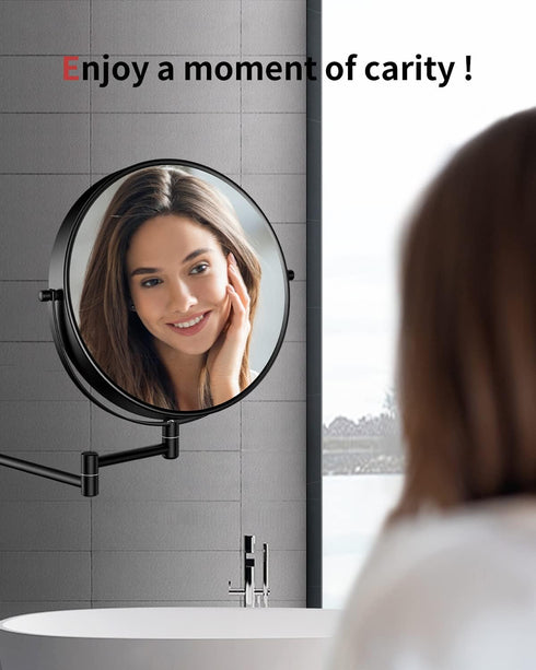9" 1X/10X 360 Gospire Large Size Wall Mount Magnifying Mirror, Magnification Double-Sided, Swivel Extendable Cosmetic