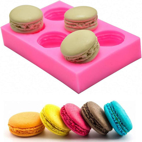 6-Cavity 3D Macaron Hamburger Silicone Mold for Fondant, Cake Decorating, Baking, Chocolate, Mini Soap, Bath Bomb