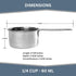 1/4 Cup Stainless Steel Measuring Cup | Sturdy Metal 60 ml for Wet and Dry Ingredients | 1 PK Dog Food Scoop