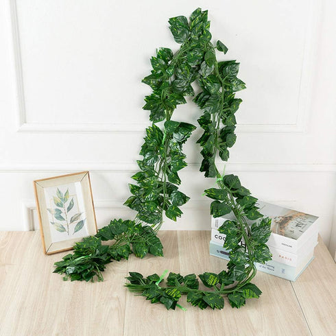 Kalolary 84 Feet Scindapsus Artificial Ivy Garland, 12 Strands Green Leaves Vine for Wedding Arch, Party Decoration