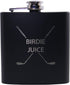 Birdie Juice Flask, Funnel, Shot Glasses, Gift Box - Golfing Birdie Juice Hip Stainless Steel Metal Matte Flask, Black
