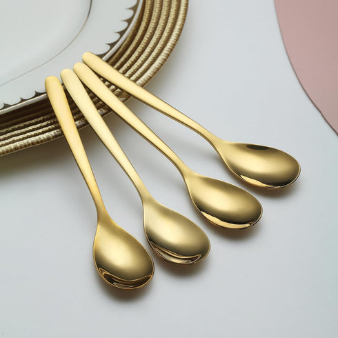 Kyraton Gold Teaspoons Set of 12, Stainless Steel Coffee Spoons for Home, Restaurant, Parties, Dishwasher Safe