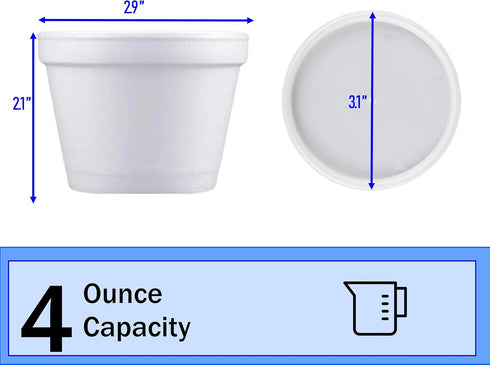 4 MM-4J6/6JL (100, 4 Mr Miracle Ounce Foam Cup with Vented Lid in White. Hot and Cold Foods. For Ice Cream, Yogurt