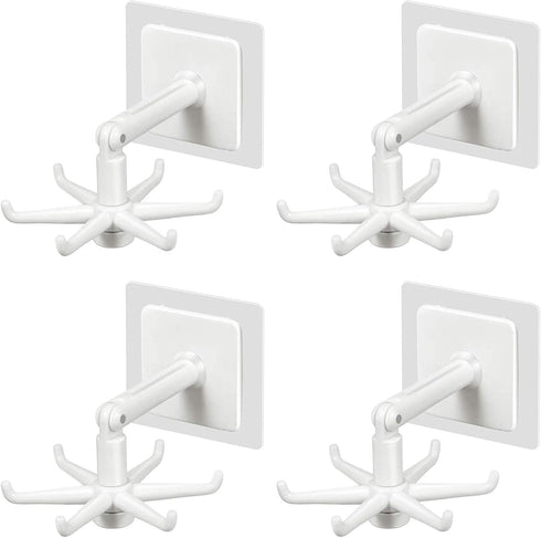 365Home Hanging Utensil Holder Hooks, Wall Mount Kitchen Utensil Hanger with 6 Hooks, 360 Degrees Rotating
