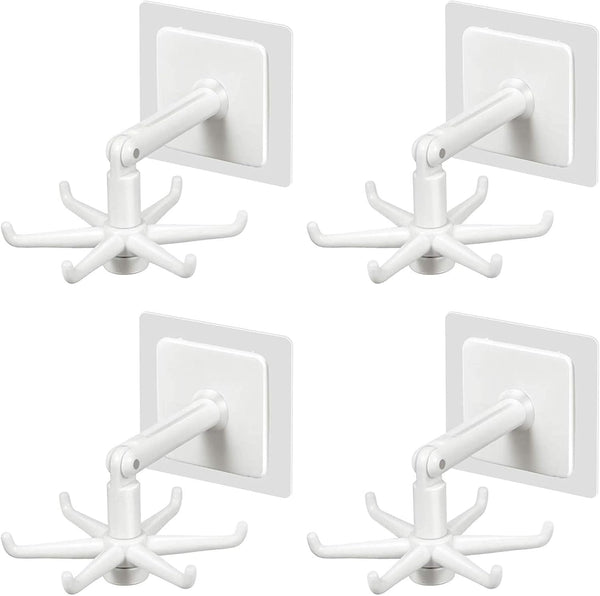 365Home Hanging Utensil Holder Hooks, Wall Mount Kitchen Utensil Hanger with 6 Hooks, 360 Degrees Rotating