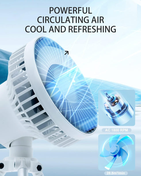 Portable Quiet Desk Fan, 3 Speeds Adjustable Small Fan with 3 Light, USB Cooling Air Circulator for Office, Home (White)