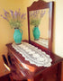 Hetao 12x35 100% Cotton Handmade Crochet Lace Table Runners, Oblong Tablecloth Doilies, Beige