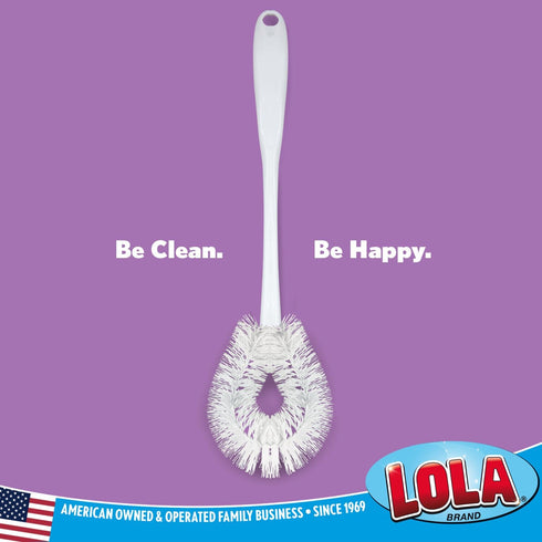 4 Pack, LOLA Toilet Bowl Brush w/Curved Head, Coated Wire, Durable Poly Bristles, Reaches Under Toilet Bowl Rim
